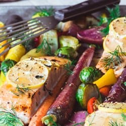 Low Carb Meal Plan - 5. Sheet Pan Salmon with Caramelized Winter Vegetables