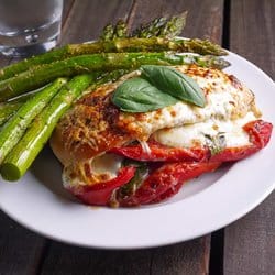 Low Carb Meal Plan - 6. Roasted Red Pepper, Mozzarella and Basil Stuffed Chicken