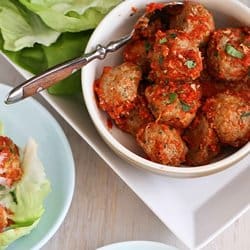 Low Carb Meal Plan - 7 Baked Turkey, Quinoa & Zucchini Meatballs Recipe in Lettuce Wraps