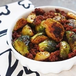 Low Carb Meal Plan - 8. Caramelized Brussel Sprouts and Chorizo