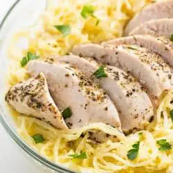 Low Carb Meal Plan - 9. Healthy Chicken Alfredo Recipe with Spaghetti Squash