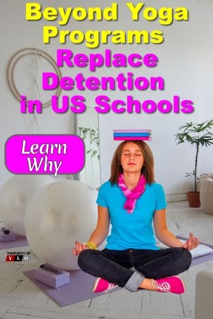 Female Student balancing books on head and meditating while in yoga pose