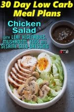 Chicken Salad with Leaf Vegetables, Mushroom, Eggs and Sesame Seed Dressing