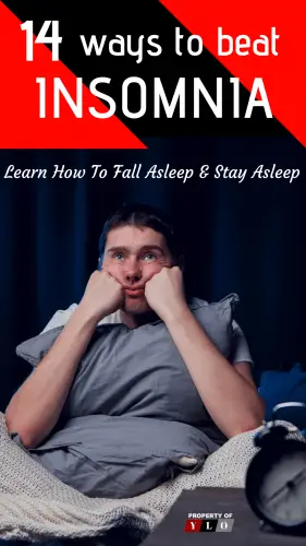 Exhausted man waiting to fall asleep needs to learn how to fall asleep faster and stay asleep
