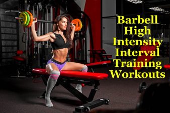 Fit woman in Gym using Barbell High Intensity Interval Training Workouts