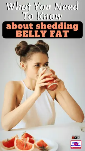 Young girl drinking grapefruit juice for belly fat loss exercise and diet